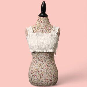 Mink pink White ruffle crop top with adjustable straps  W4